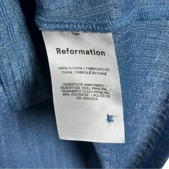 Reformation Shannah Top Size XS Blue Collared Long Sleeve V-Neck - Picture 7 of 8